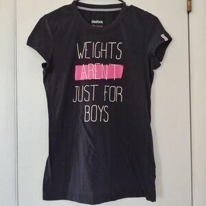 reebok nwot black weights quote crew neck t-shirt